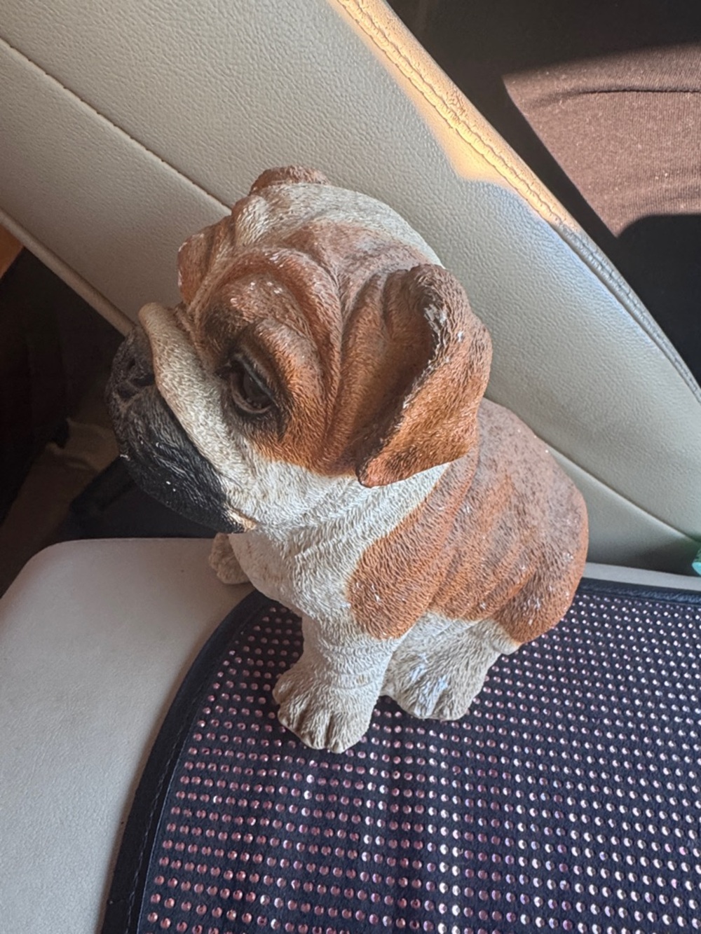6” Vintage 90s Music Wind-Up Bulldog Figurine - Brown & Cream Resin Puppy